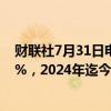 财联社7月31日电，俄罗斯7月29日当周CPI周环比上升0.8%，2024年迄今上升4.99%。