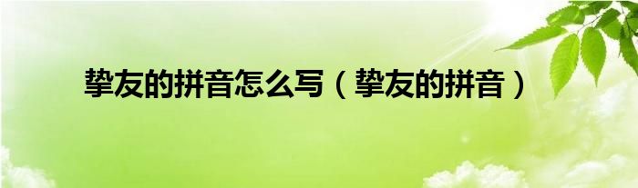 挚友的拼音是什么样的（挚友怎么拼写）