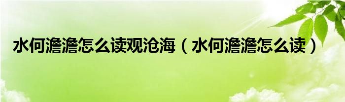 水何澹澹中澹澹的意思是什么（水何澹澹中的澹澹怎么读）