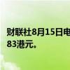 财联社8月15日电，瑞银予腾讯控股“买入”评级，目标价483港元。