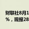 财联社8月15日电，COMEX期银日内涨超3%，现报28.18美元/盎司。