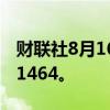 财联社8月16日电，人民币兑美元中间价报7.1464。