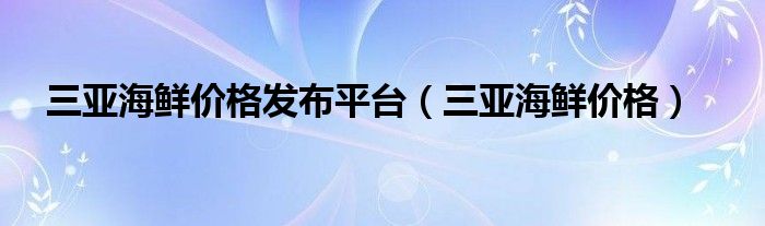 三亚海鲜价格表2024（三亚海鲜价格官网）