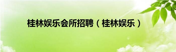 桂林市娱乐会所（桂林市娱乐场所共有那几家）