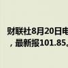 财联社8月20日电，美元指数跌至1月2日来最低水平101.82，最新报101.85。