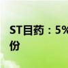 ST目药：5%以上股东源嘉医疗拟增持公司股份