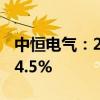 中恒电气：2024年上半年净利润同比增长524.5%