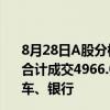 8月28日A股分析：沪指跌0.4%，北证50收涨0.23%，两市合计成交4966.07亿元，资金流出最多的行业板块为汽车整车、银行