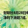 财联社8月28日电，众安在线跌幅扩大至20%，上半年归母净利下滑超7成。