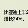 比亚迪上半年净利润136.3亿元人民币，同比增长24%。