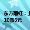 东方雨虹：上半年净利润同比下降29.31% 拟10派6元