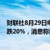 财联社8月29日电，美国家居折扣零售店Big Lots美股盘后跌20%，消息称该公司考虑申请破产。