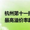 杭州第十一批次4宗住宅用地57.32亿元成交 最高溢价率超36%