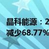 晶科能源：2024年上半年净利润12亿元 同比减少68.77%