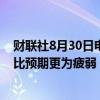 财联社8月30日电，欧洲央行管委雷恩表示，经济增长前景比预期更为疲弱，强化了9月降息的理由。