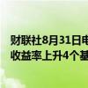 财联社8月31日电，美国国债收益率持续攀升，30年期国债收益率上升4个基点，达到4.19%。