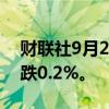 财联社9月2日电，美股期货下跌，纳指期货跌0.2%。