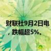 财联社9月2日电，玻璃期货主力合约回落至1200元/吨下方，跌幅超5%。