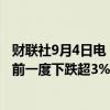 财联社9月4日电，英伟达股价低开高走，短时由跌转涨，此前一度下跌超3%。