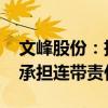 文峰股份：投资者诉讼事项一审判决 公司需承担连带责任