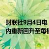 财联社9月4日电，瑞银集团预计布伦特原油将在未来几个月内重新回升至每桶80美元以上。