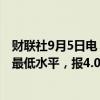 财联社9月5日电，英国两年期国债收益率跌至8月15日以来最低水平，报4.011%，日内下跌3个基点。