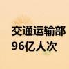 交通运输部：8月城市轨道客运量同比增加0.96亿人次