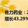 佐力药业：2024年前三季度净利润预计同比增长43.29%-48.52%