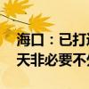 海口：已打通12条城市道路，请广大市民今天非必要不外出