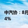 中汽协：8月汽车出口51.1万辆 同比增长25.4%