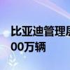 比亚迪管理层称将比亚迪年销量目标上调至400万辆