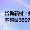 岱勒新材：持股5%以上股东杨辉煌计划减持不超过390万股