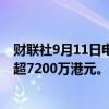 财联社9月11日电，港股巨星传奇跌幅扩大至58%，成交额超7200万港元。