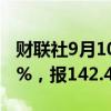 财联社9月10日电，美元/日元日内跌幅达0.5%，报142.478。