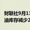 财联社9月11日电，美国至9月6日当周API原油库存减少279万桶。