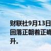 财联社9月13日电，欧洲央行管委雷恩表示，欧元区的通胀回落正朝着正确的方向发展，预计欧元区GDP增长将逐步回升。