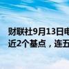 财联社9月13日电，中国银行间债市30年国债收益率盘初降近2个基点，连五日创纪录新低。