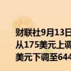 财联社9月13日电，投行Bernstein将甲骨文公司目标股价从175美元上调至201美元，将Adobe公司目标股价从660美元下调至644美元。