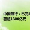 中国银行：已完成近600个“白名单”项目审批 提供融资金额超1300亿元