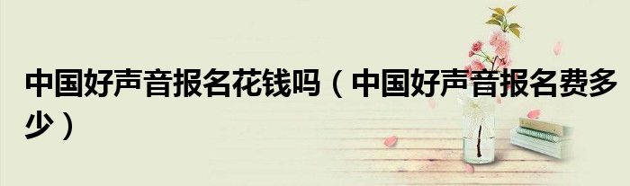 中国好声音报名费30万（中国好声音有报名费吗）