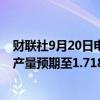 财联社9月20日电，机构SAFRAS上调巴西2024/25年大豆产量预期至1.718亿吨。