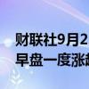 财联社9月23日电，港股恒生科技指数转跌，早盘一度涨超1.5%。