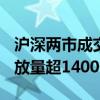 沪深两市成交金额突破3000亿元 较昨日此时放量超1400亿元