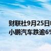 财联社9月25日电，热门中概股美股盘前普跌，哔哩哔哩、小鹏汽车跌逾6%，理想汽车、京东、蔚来跌逾5%。