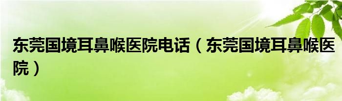 东莞国境口岸医院怎么样（东莞国境口岸男科）