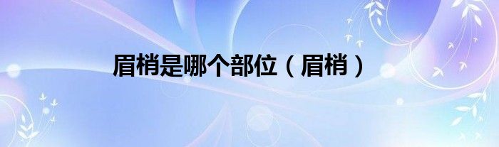 眉梢指的是眉毛哪个部位（眉梢是指哪里）