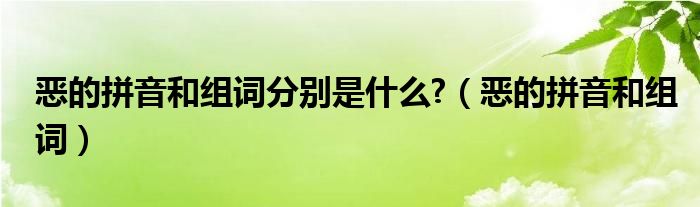 恶的拼音和组词分别是什么?（恶的拼音和组词怎么写的）