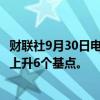 财联社9月30日电，美国国债收益率扩大涨幅，2年期收益率上升6个基点。