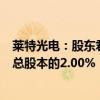 莱特光电：股东君联成业、君联慧诚拟合计减持不超过公司总股本的2.00%