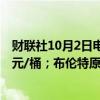 财联社10月2日电，WTI原油日内涨幅达2%，现报71.96美元/桶；布伦特原油日内涨1.97%，现报75.81美元/桶。